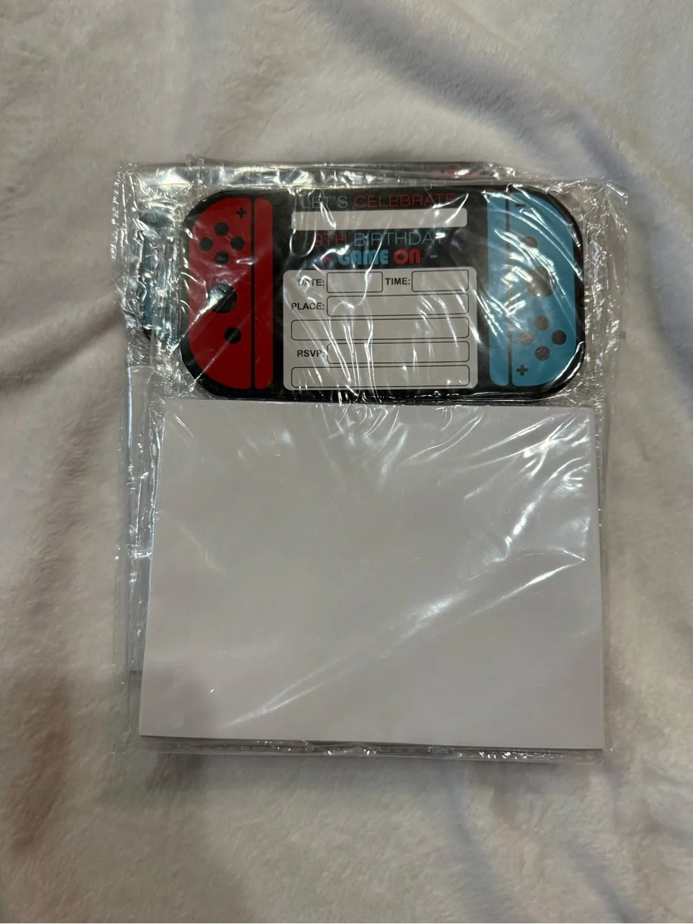 Unlabeled You're a Level Up Game-Themed Party Invitation Cards - Blue & Red